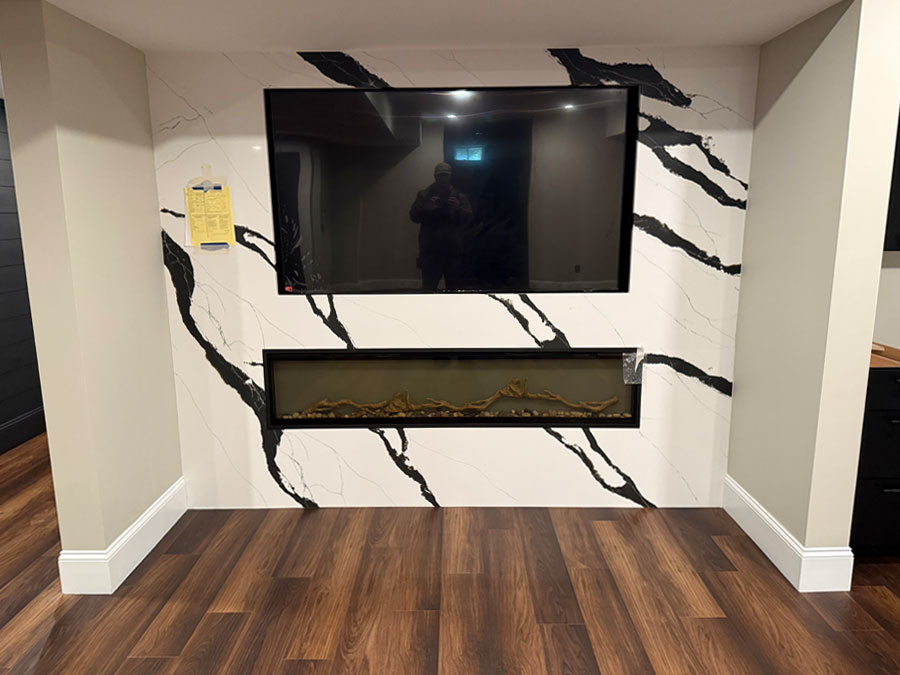Photo of a finished basement in South Shore MA