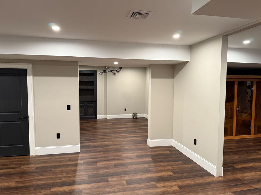 Photo of a finished basement in South Shore MA