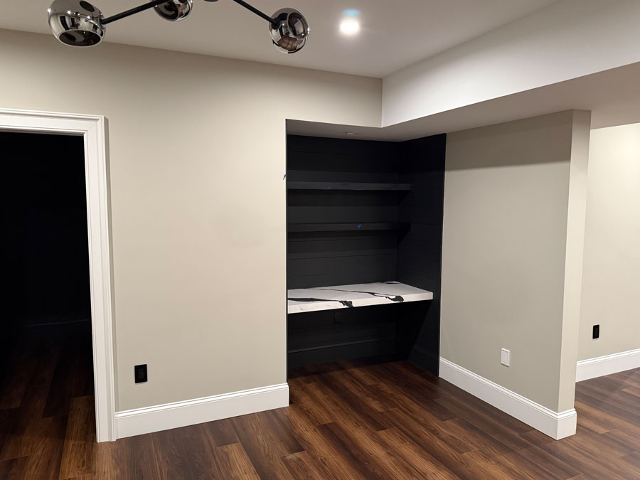 Photo of a finished basement in South Shore MA