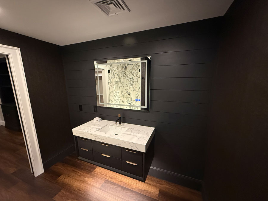 Photo of a finished basement in South Shore MA