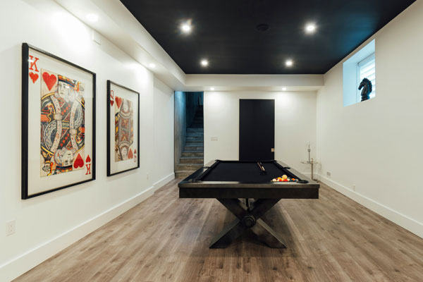 Photo of a finished basement in South Shore Massachusetts